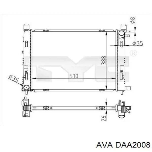 DAA2008 AVA radiador refrigeración del motor