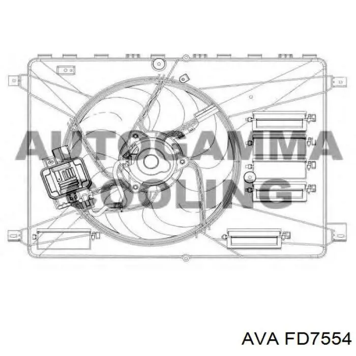 FD7554 AVA difusor de radiador, ventilador de refrigeración, condensador del aire acondicionado, completo con motor y rodete