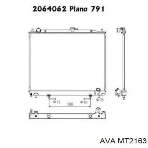 MT2163 AVA radiador refrigeración del motor