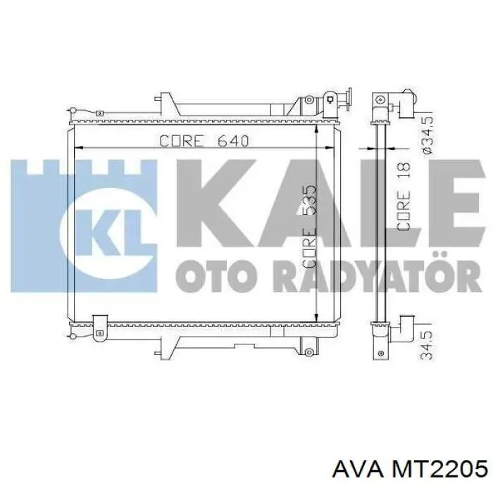 MT2205 AVA radiador refrigeración del motor