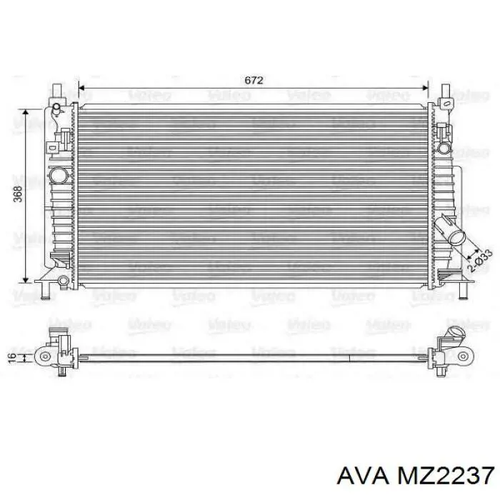 MZ2237 AVA radiador refrigeración del motor