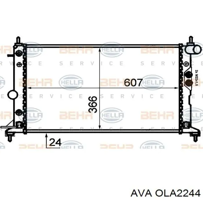 OLA2244 AVA radiador refrigeración del motor