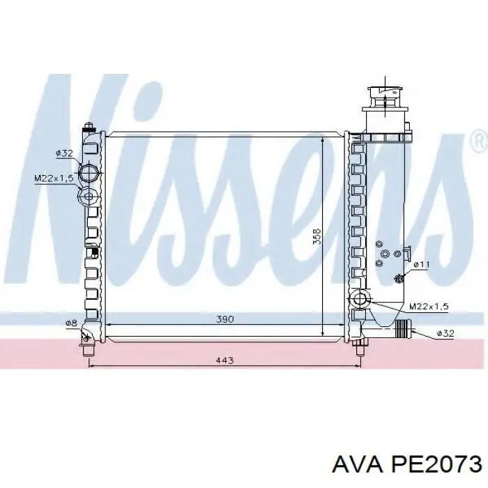 PE2073 AVA radiador refrigeración del motor