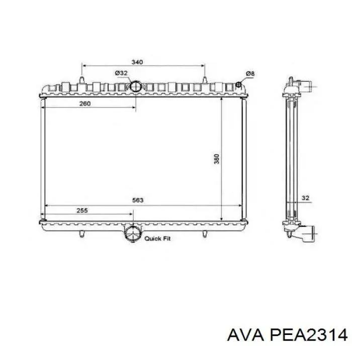 PEA2314 AVA radiador refrigeración del motor