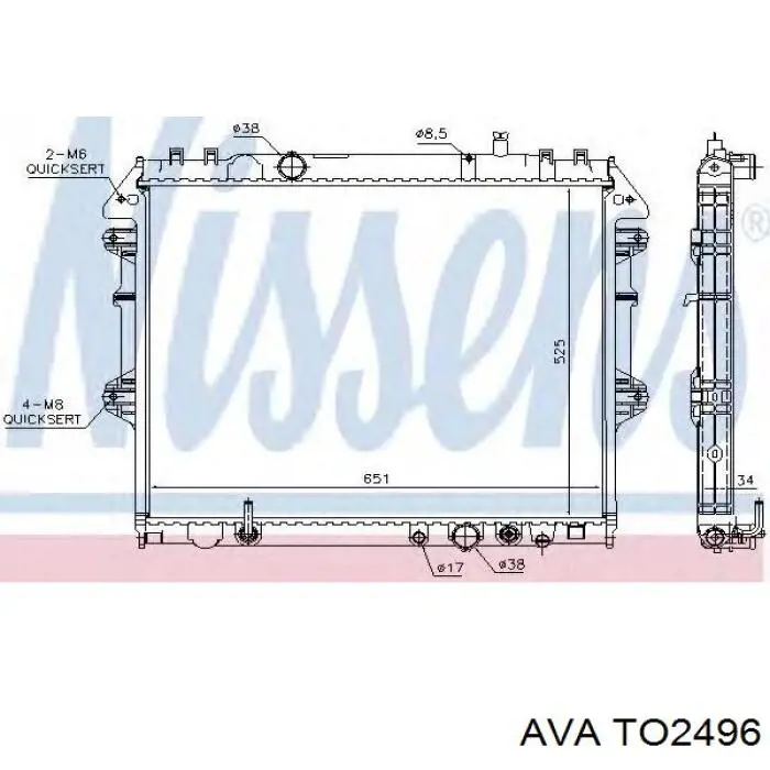 TO2496 AVA radiador refrigeración del motor