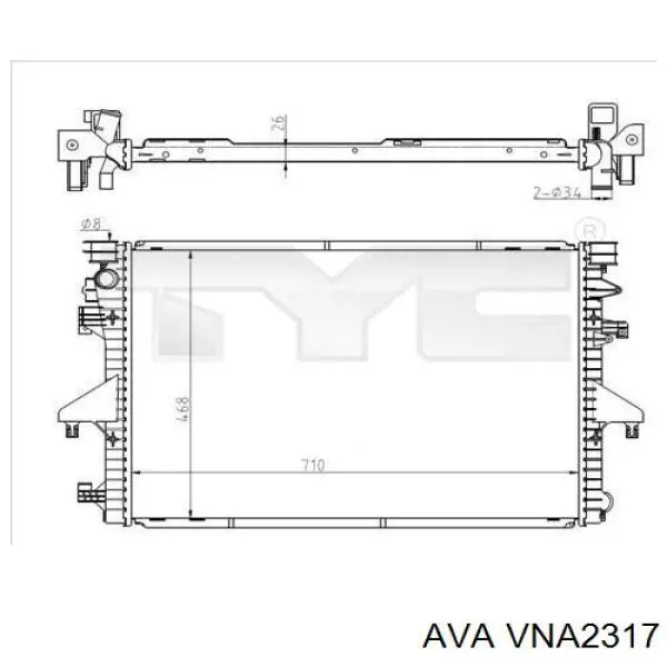 VNA2317 AVA radiador refrigeración del motor