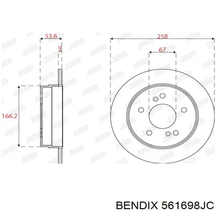 561698JC Jurid/Bendix disco de freno trasero