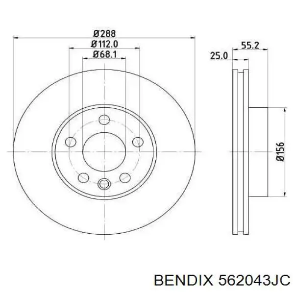 562043JC Jurid/Bendix freno de disco delantero