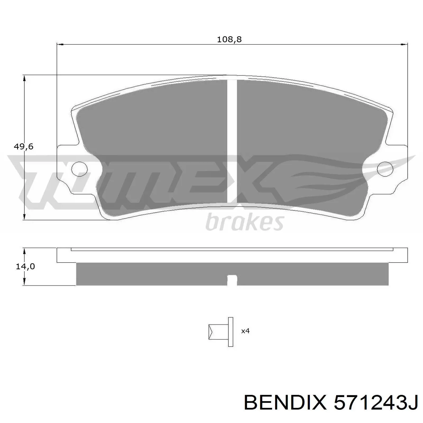 571243J Jurid/Bendix pastillas de freno traseras