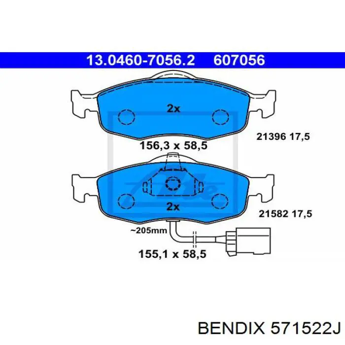 571522J Jurid/Bendix pastillas de freno delanteras