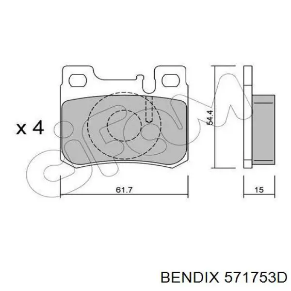 571753D Jurid/Bendix pastillas de freno traseras