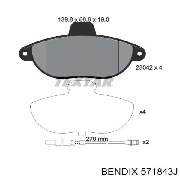 571843J Jurid/Bendix pastillas de freno delanteras