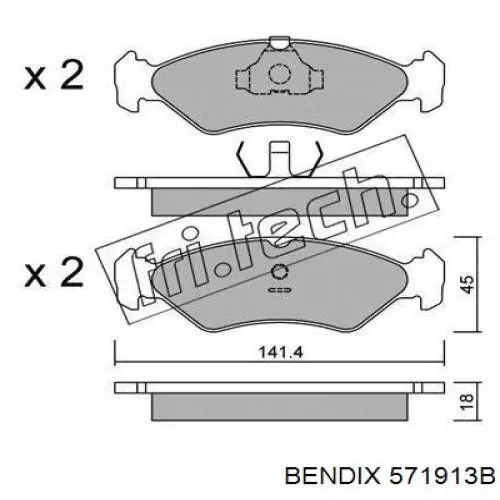 571913B Jurid/Bendix pastillas de freno delanteras