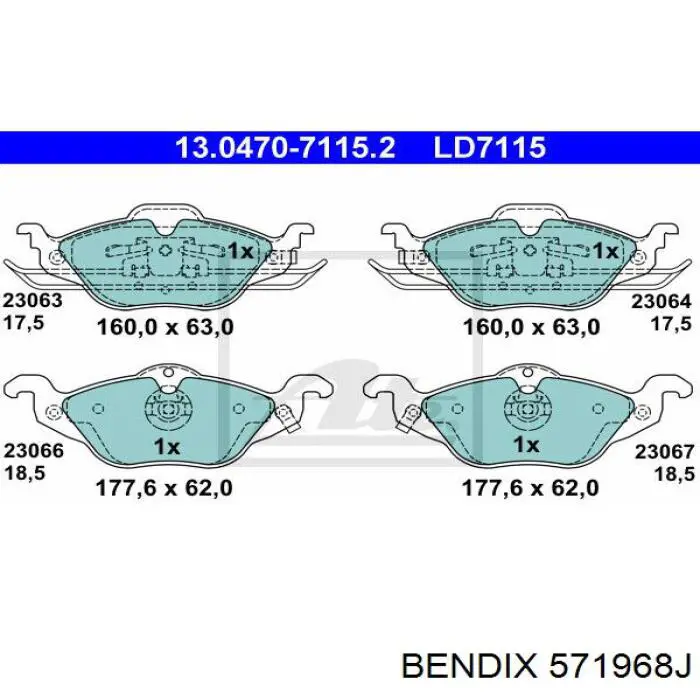 571968J Jurid/Bendix pastillas de freno delanteras