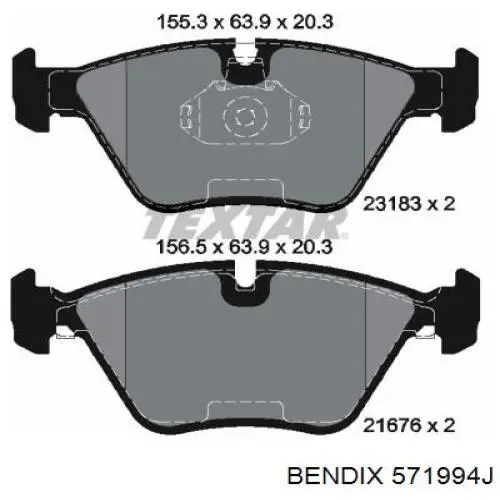 571994J Jurid/Bendix pastillas de freno delanteras