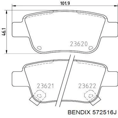 572516J Jurid/Bendix pastillas de freno traseras