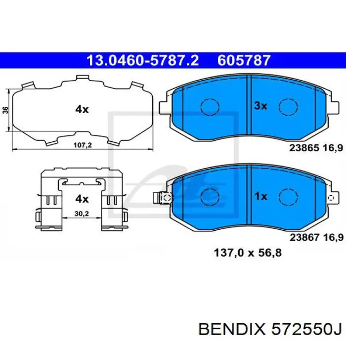 572550J Jurid/Bendix pastillas de freno delanteras