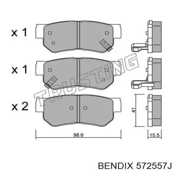 572557J Jurid/Bendix pastillas de freno traseras