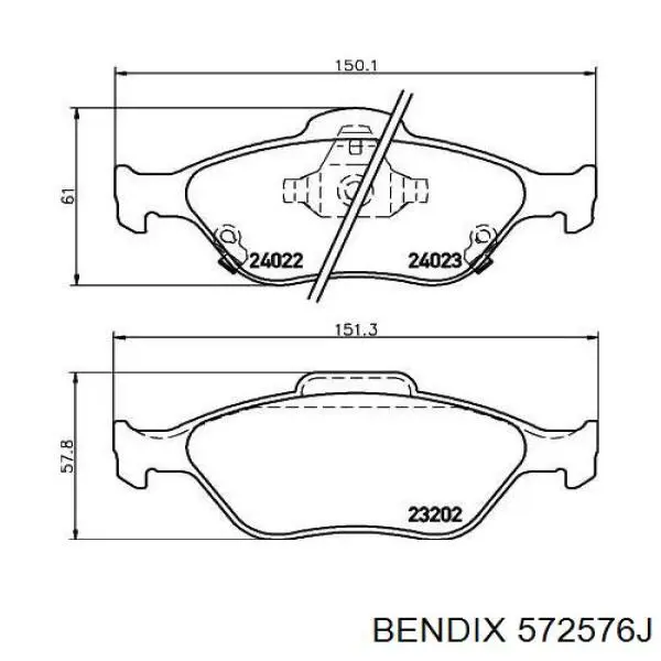 572576J Jurid/Bendix pastillas de freno delanteras