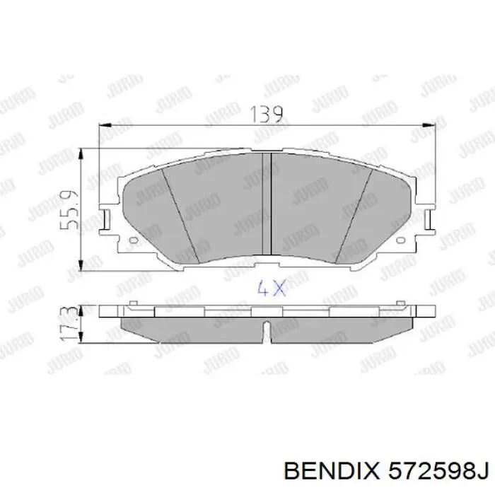 572598J Jurid/Bendix pastillas de freno delanteras