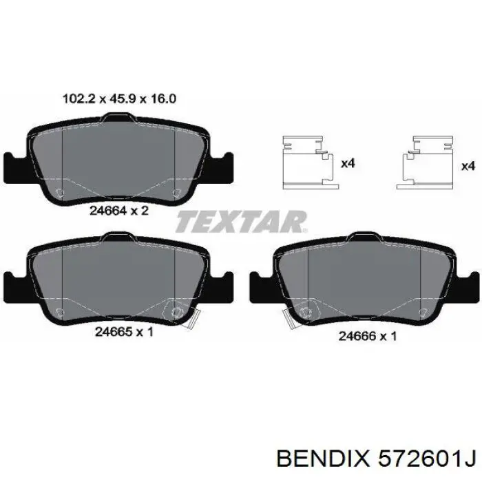 572601J Jurid/Bendix pastillas de freno traseras