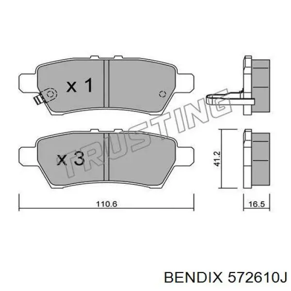 572610J Jurid/Bendix pastillas de freno traseras