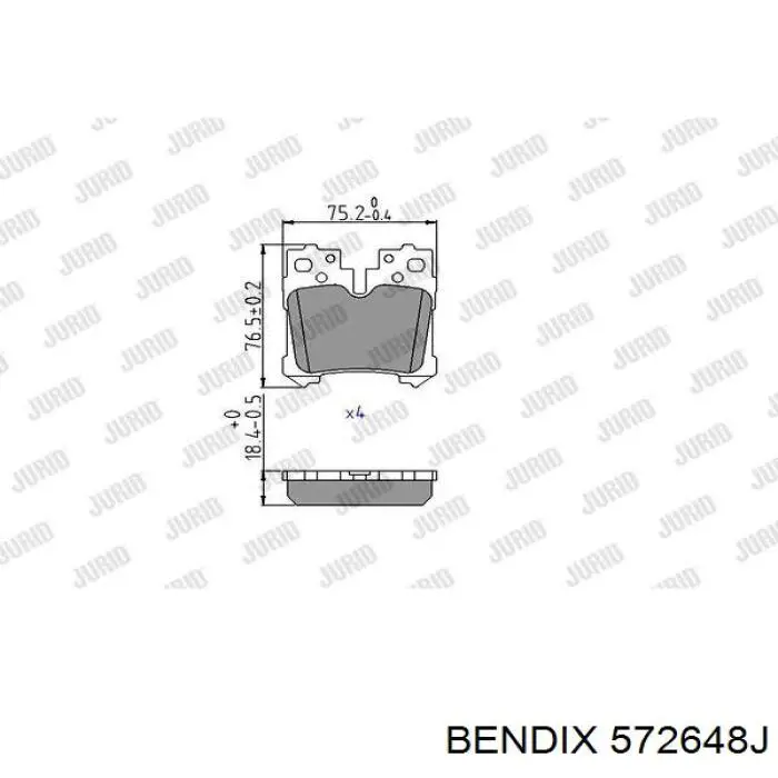 572648J Jurid/Bendix pastillas de freno traseras