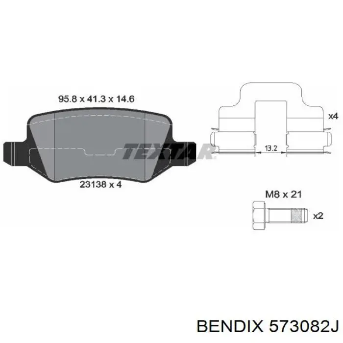 573082J Jurid/Bendix pastillas de freno traseras