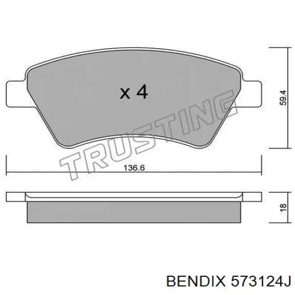 573124J Jurid/Bendix pastillas de freno delanteras