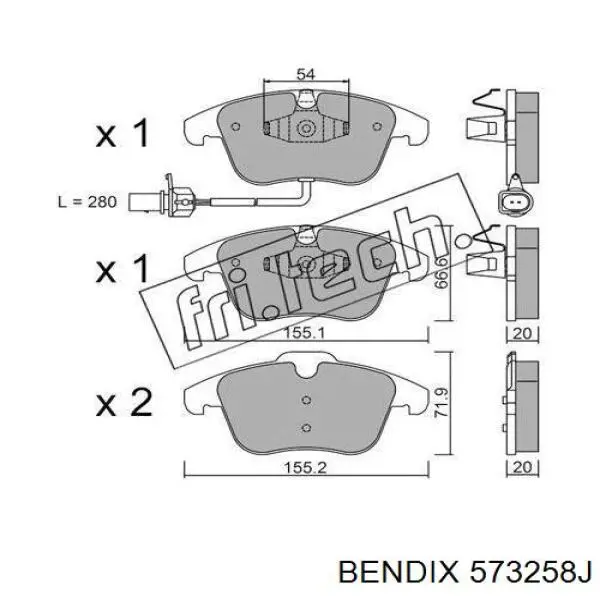 573258J Jurid/Bendix pastillas de freno delanteras