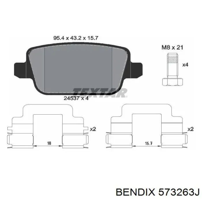 573263J Jurid/Bendix pastillas de freno traseras