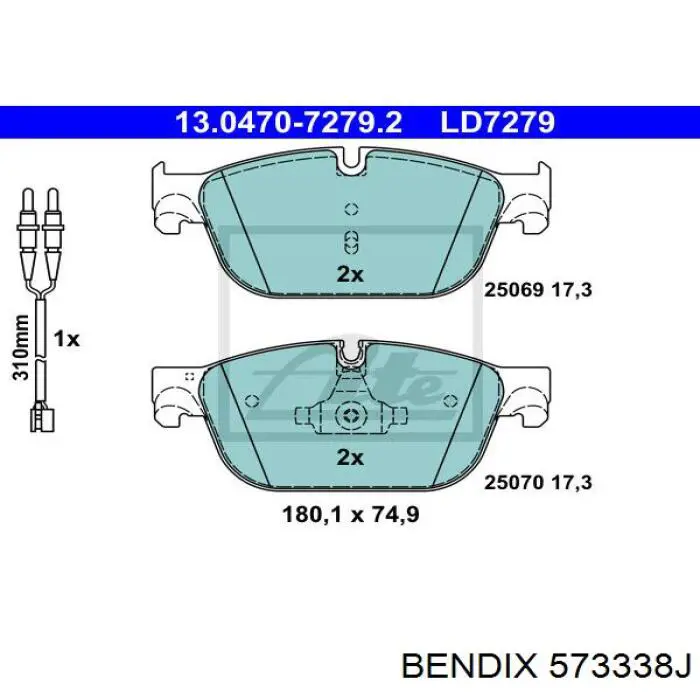 573338J Jurid/Bendix pastillas de freno delanteras