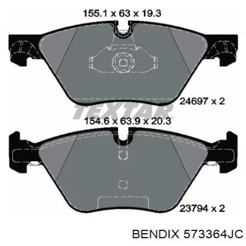 573364JC Jurid/Bendix pastillas de freno delanteras