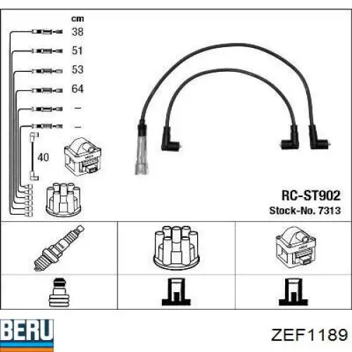 ZEF1189 Beru juego de cables de encendido