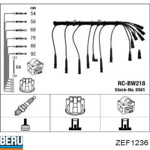 ZEF1236 Beru juego de cables de encendido