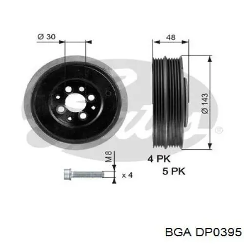 DP0395 BGA polea, cigüeñal