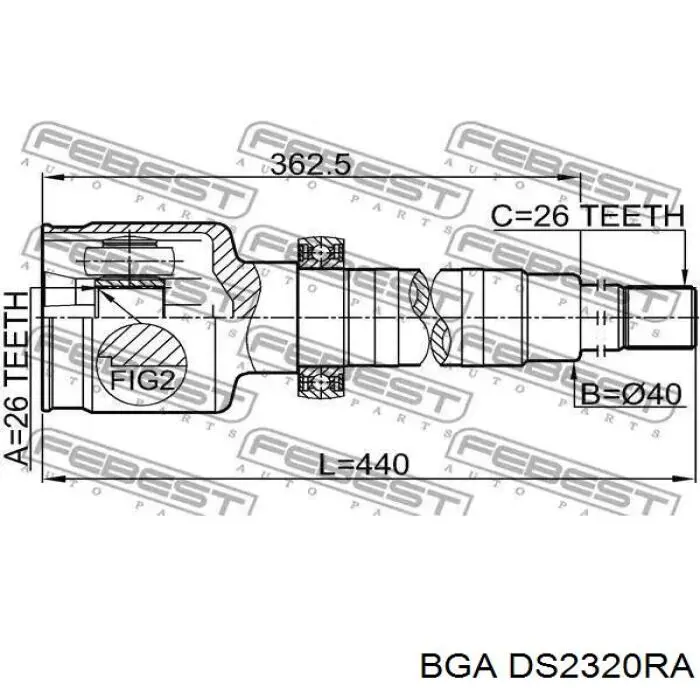 DS2320RA BGA árbol de transmisión delantero derecho