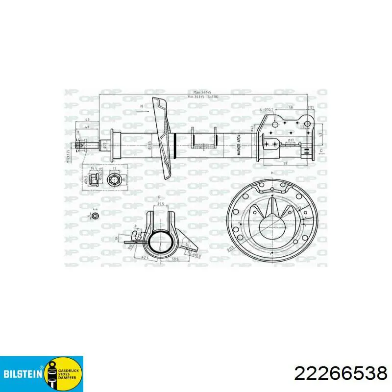 22266538 Bilstein amortiguador delantero izquierdo