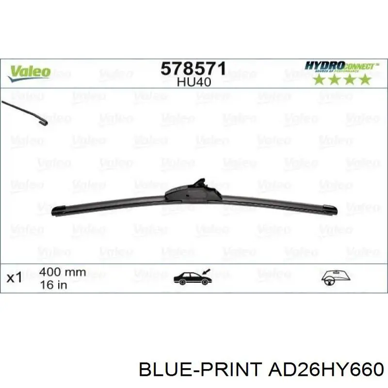 AD26HY660 Blue Print limpiaparabrisas de luna delantera conductor