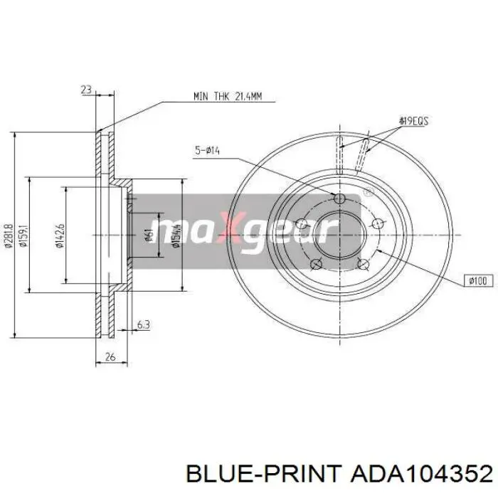  Freno de disco delantero para Chrysler Sebring JR