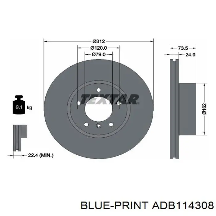 ADB114308 Blue Print freno de disco delantero