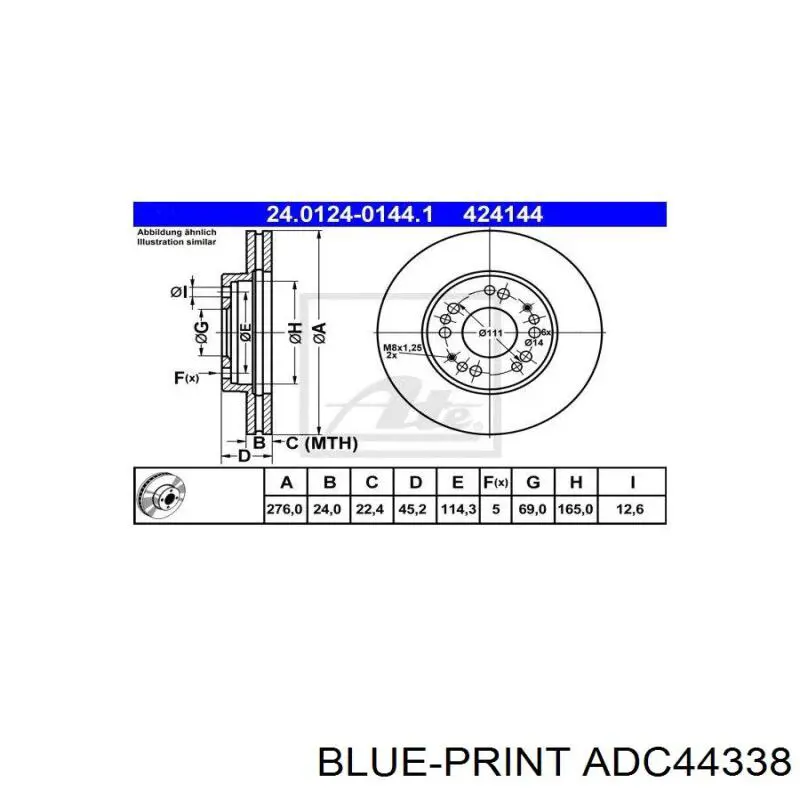  Freno de disco delantero para Mitsubishi Sigma F16A