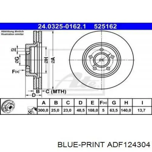 ADF124304 Blue Print freno de disco delantero