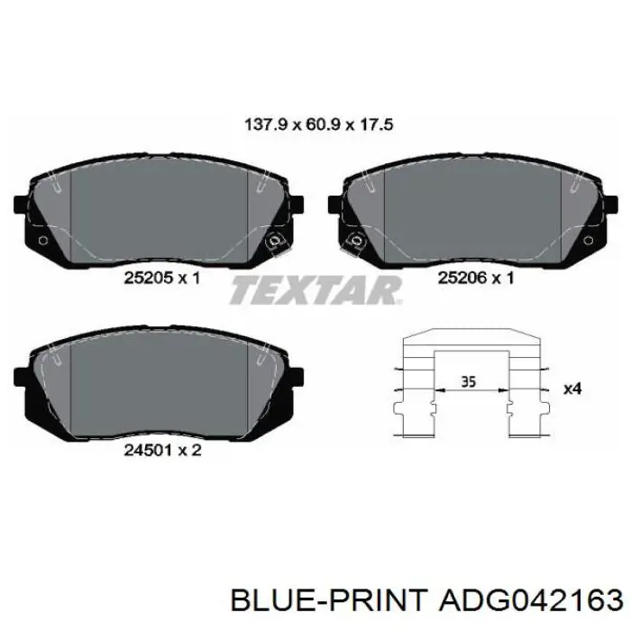 ADG042163 Blue Print pastillas de freno delanteras