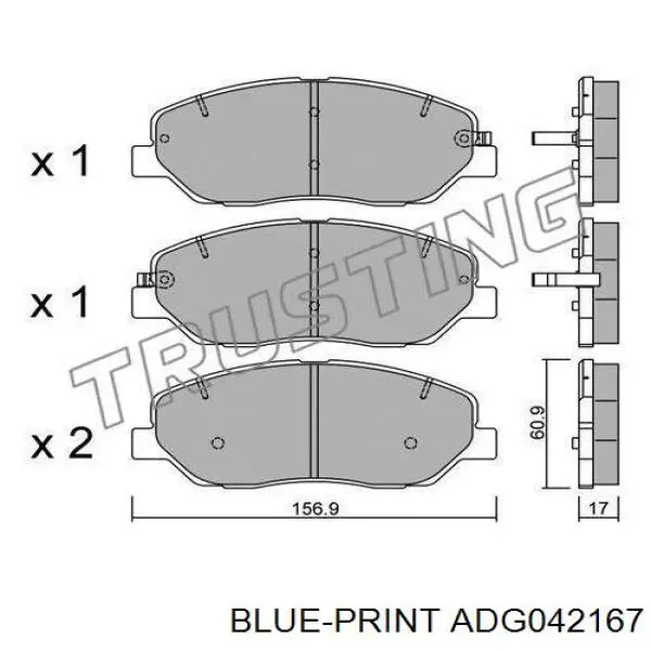 ADG042167 Blue Print pastillas de freno delanteras