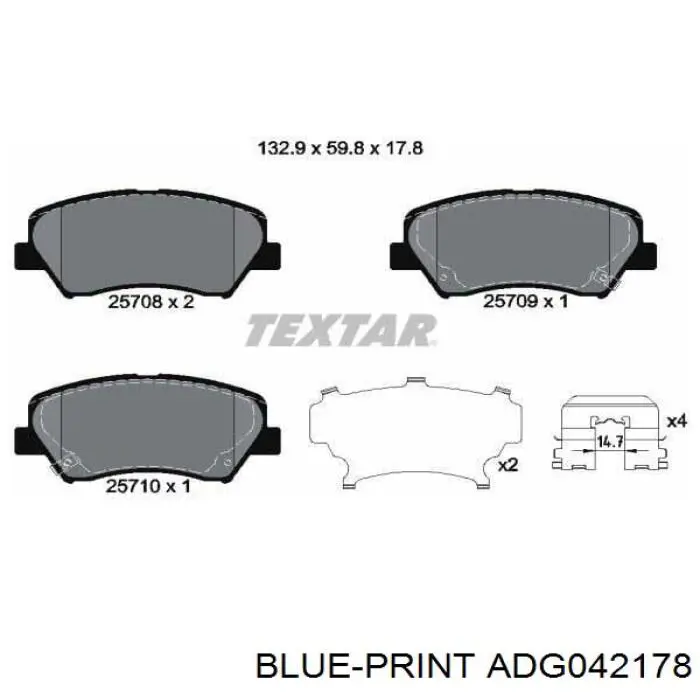 ADG042178 Blue Print pastillas de freno delanteras