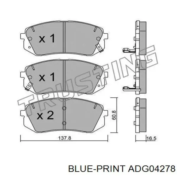 ADG04278 Blue Print pastillas de freno delanteras