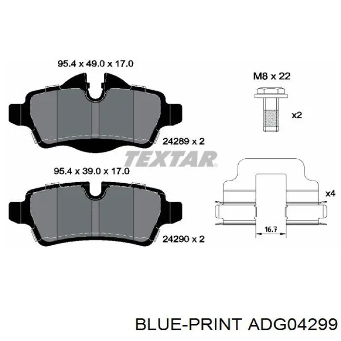 ADG04299 Blue Print pastillas de freno traseras