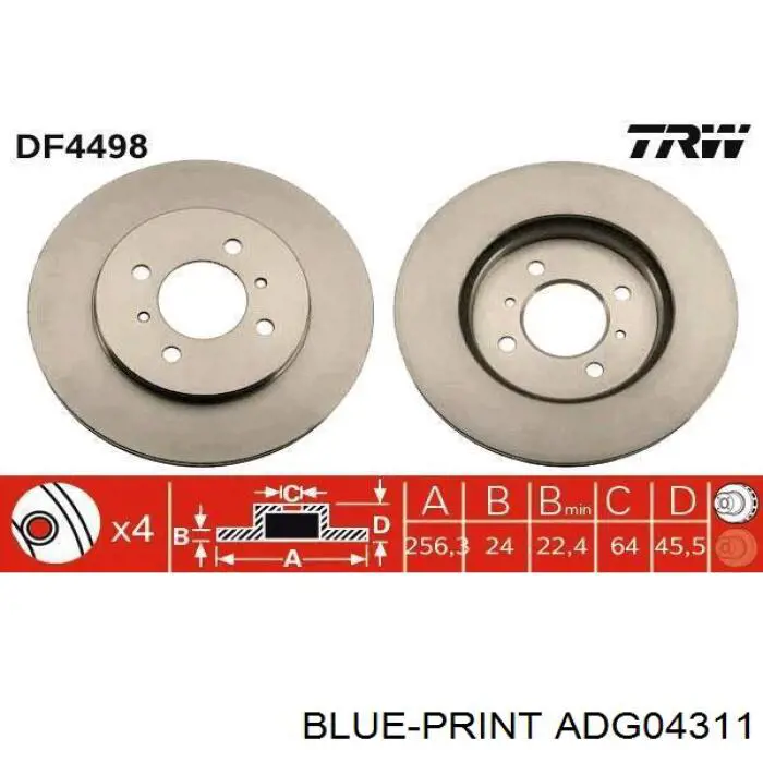 MR449770 Mitsubishi freno de disco delantero