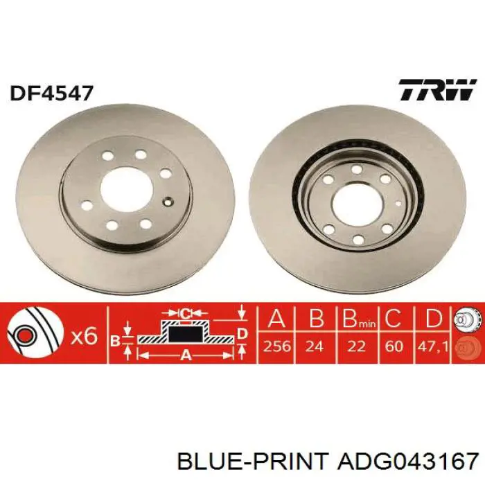 ADG043167 Blue Print freno de disco delantero